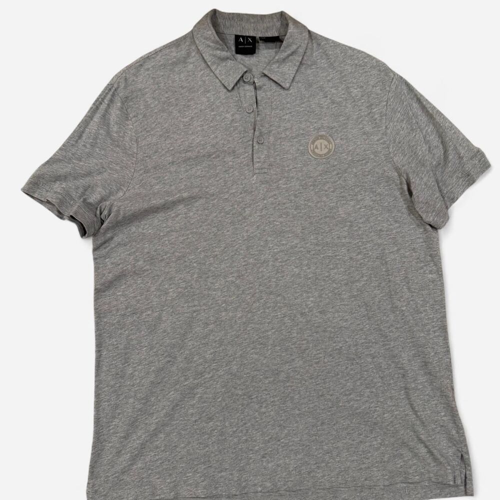 Armani-exchange Men's Grey and Blue Polo-shirts